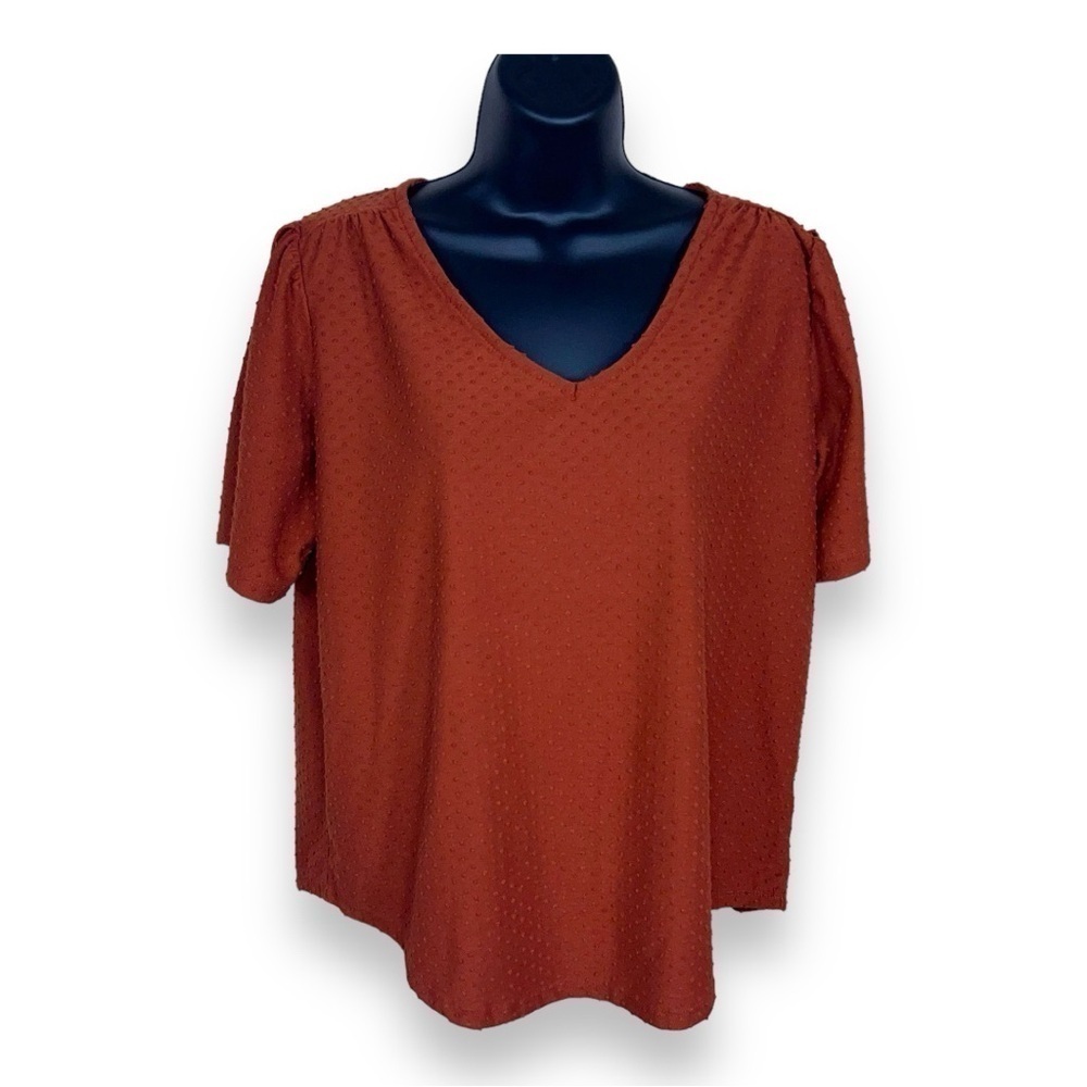 LARGE TRIXXI BRICK PUMPKIN ORANGE SHORT SLEEVE TOP